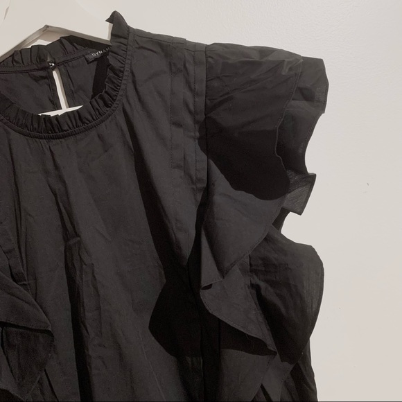 ✨HOST PICK✨💕DYNAMITE Frill Poplin Black Top NWT - Picture 10 of 16
